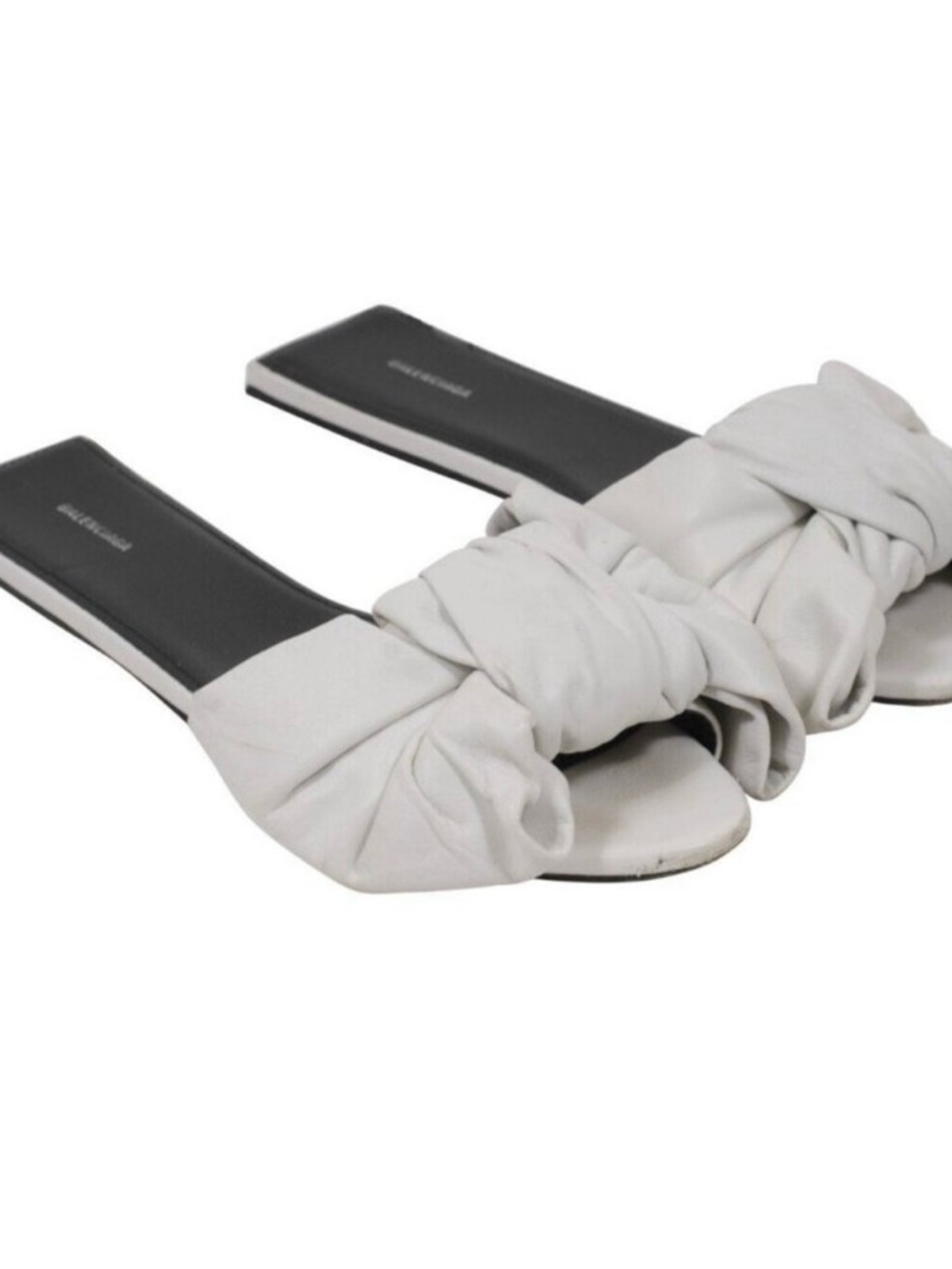 Balenciaga White Bow Nappa Leather Slide Mules 38.5 - Picture 2 of 16